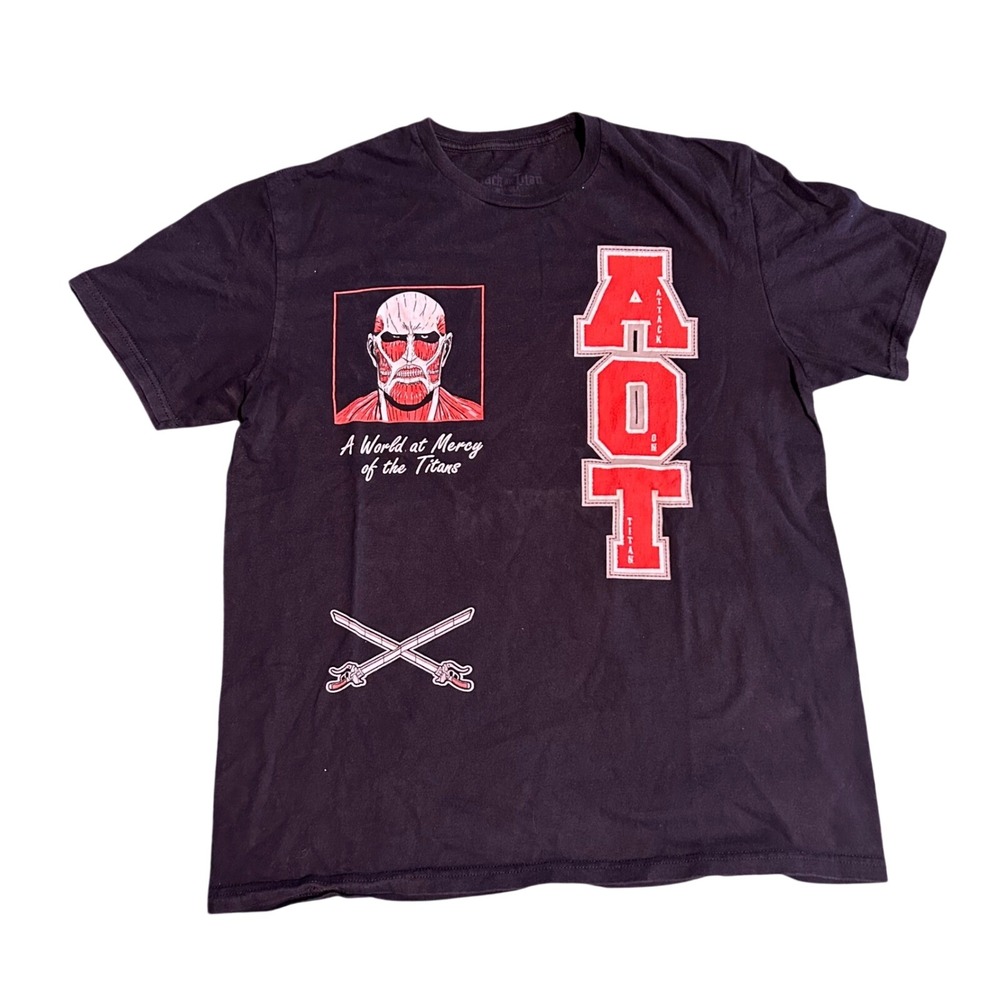 Attack on Titan AOT Colossal Titan Graphic T-Shirt Black Mens Large Crunchyroll